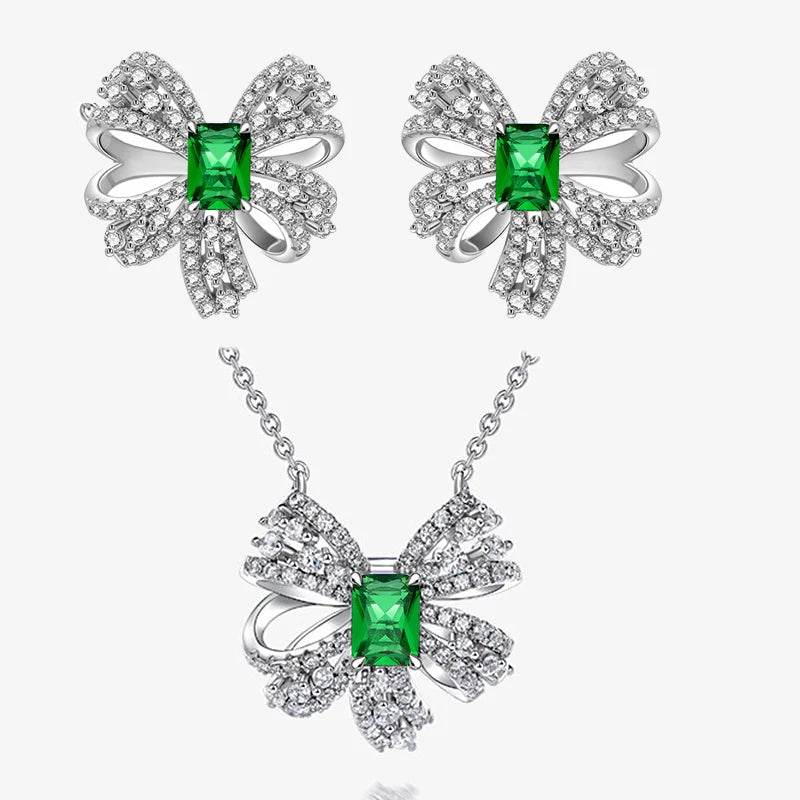Deluxe Emerald Bowknot Jewelry Set - SnaggIt