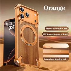Natural Wooden Frameless MagSafe Case – iPhone 17 Pro & Pro Max