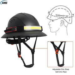 Full Brim Safety Helmet with LED Headlamp & Taillight by Snagg A Safety Helmet