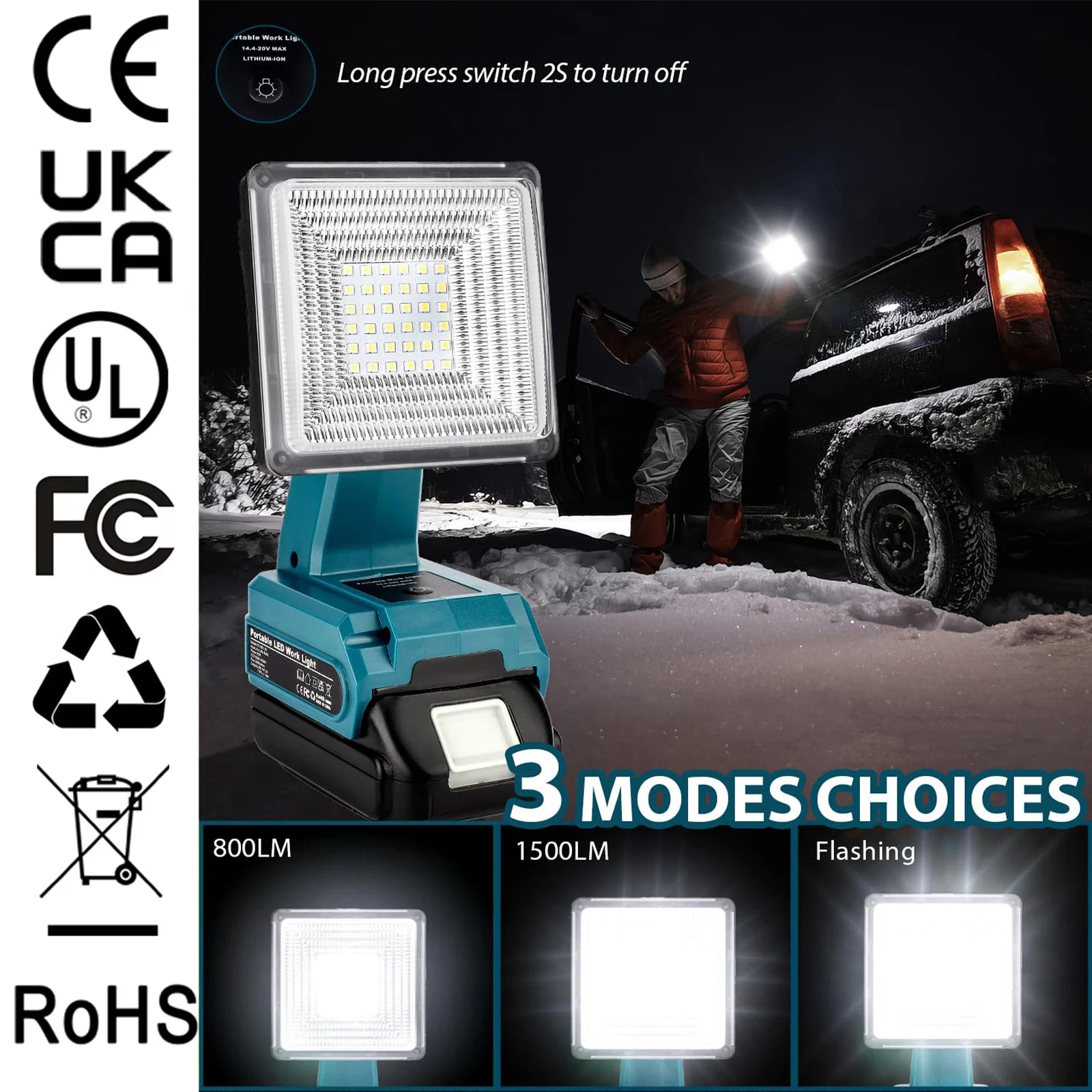 Cordless LED Work Light Compatible With Makita 18V LXT Battery - Spotlight
