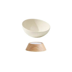 Cat Tilted Ceramic Bowl with Wooden Stand - SnaggIt