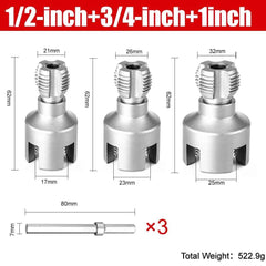 Professional Hex Shank Pipe Threading Tool | Internal & External Die Set for 1/2", 3/4" & 1" Pipes