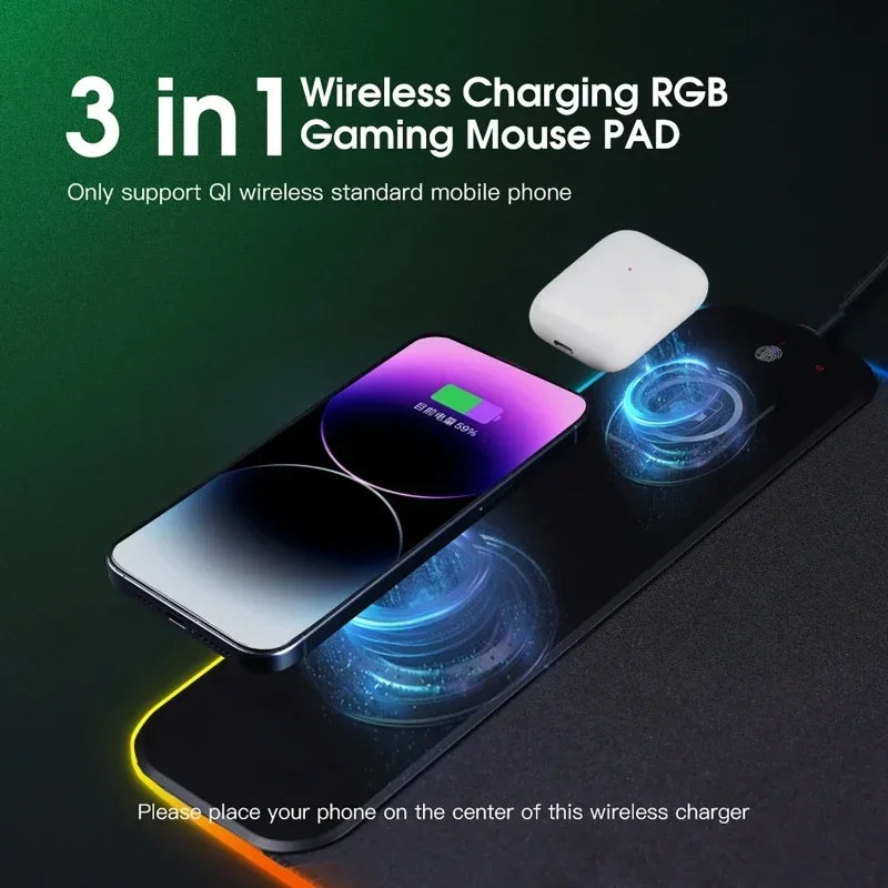 RGB Gaming Mouse Pad with Wireless Charging by Snagg A Mouse Pad
