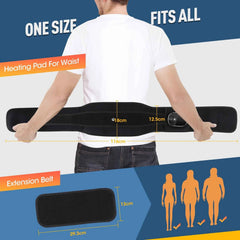Red Light Heating Vibration Waist Massage Belt – Cordless Lumbar Support & Heat Therapy Brace