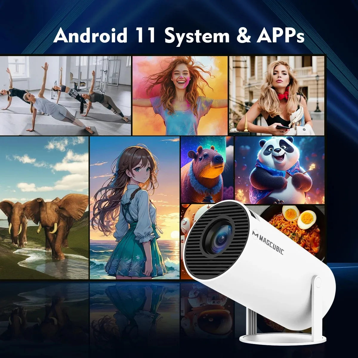 Smart Projector HY300 Pro – Android 11 with Dual WiFi 6, 4K Support by Snagg A Projector