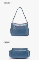 Cowhide Leather Multi-Pocket Crossbody Handbag – Fashion Shoulder & Commuter Shopper Bag for Women