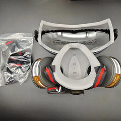 Gas Mask Respirator Set with Dual Charcoal Filters & Anti-Fog Glasses by Snagg A Face Mask