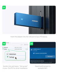 AX1800 WiFi 6 USB Adapter – Dual-Band 2.4G/5GHz Dongle with Antenna for Desktop & Laptop by Snagg A USB WiFi Adapter