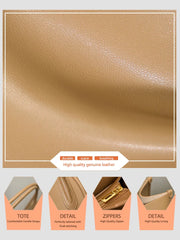 Genuine Leather Large Capacity Tote Bag – Women's Shoulder Purse & Shopper for Work & Daily Carry