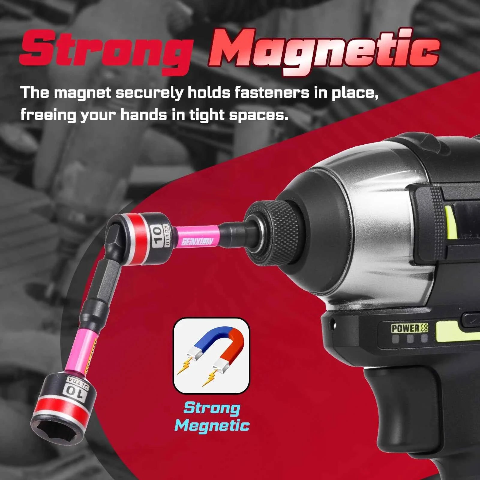 1/4" Ratchet Wrench Set – Heavy Duty Socket, Magnetic S2 Steel Bits with Colour-Coded Base for DIY