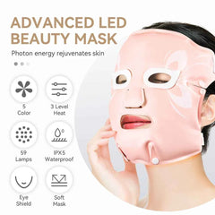 5-Color LED Face Mask – Photon Light Therapy Skin Rejuvenation Device with Heat Function
