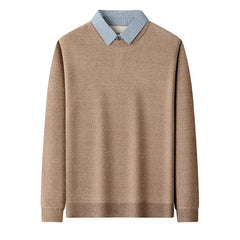 Men’s "Fake Two-Piece" Thermal Pullover | Winter Thickened Fleece-Lined Top