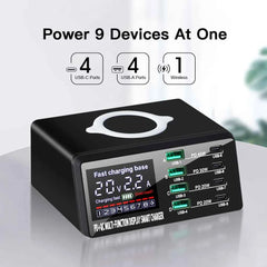 110W 8-Port USB Charging Station | 15W Wireless + PD 45W QC3.0 USB-C Fast Charger iPhone MacBook Samsung