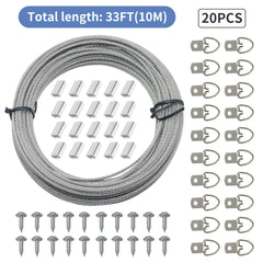 1.5mm 304 Stainless Steel Cable Suspension Kit | Picture Frame Hanging Wire Rope with Hardware