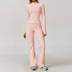 Women's 2/3-Piece Long Sleeve Yoga Suit | Sports Bra Running Workout Gym Tracksuit Athletic Wear