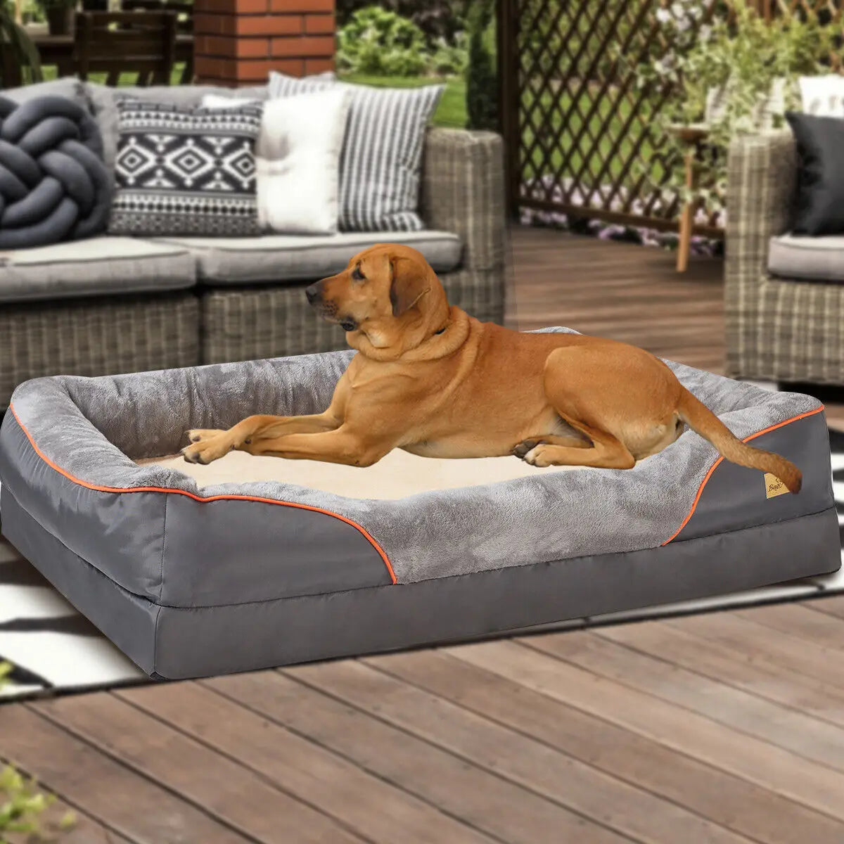 Super Soft Orthopedic Foam Dog Bed with Cotton Bolster & Removable Cover by Snagg A Pet Bed