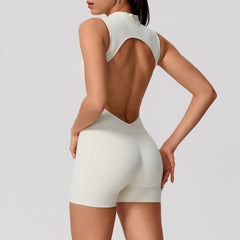 Women's Sleeveless Push-Up Butt-Lifting Yoga Bodysuit | High Stretch Gym Running Fitness Jumpsuit