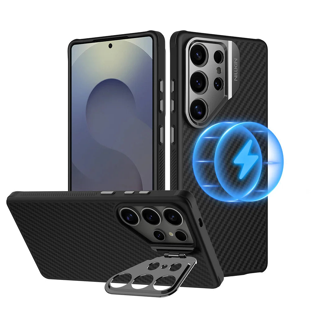 Magsafe Aramid Fiber Case For Samsung Galaxy S25 Ultra With Kickstand by Snagg A Phone Case