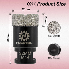 M14 Thread Diamond Core Drill Bit 6–125mm | Tile Hole Saw for Ceramic Marble Granite CE Certified