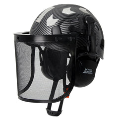 Forestry safety helmet with full face mesh shield and earmuffs – image 10