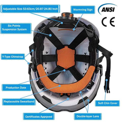 Construction safety helmet with LED headlamp and double visors – image 3
