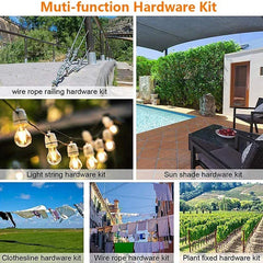 56pcs Stainless Steel Clothesline Kit 50M | 2mm PVC Coated Flexible Wire Rope Transparent Cable Set