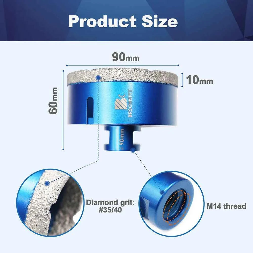 Vacuum Brazed Diamond Core Drill Bit & Heavy Duty Hole Saw for Granite, Porcelain, and Ceramic