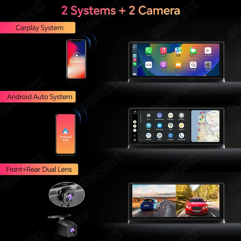 11.3" 4K Dash Cam – Rearview Camera DVR with CarPlay, Android Auto & GPS Navigation by Snagg A Car DVR