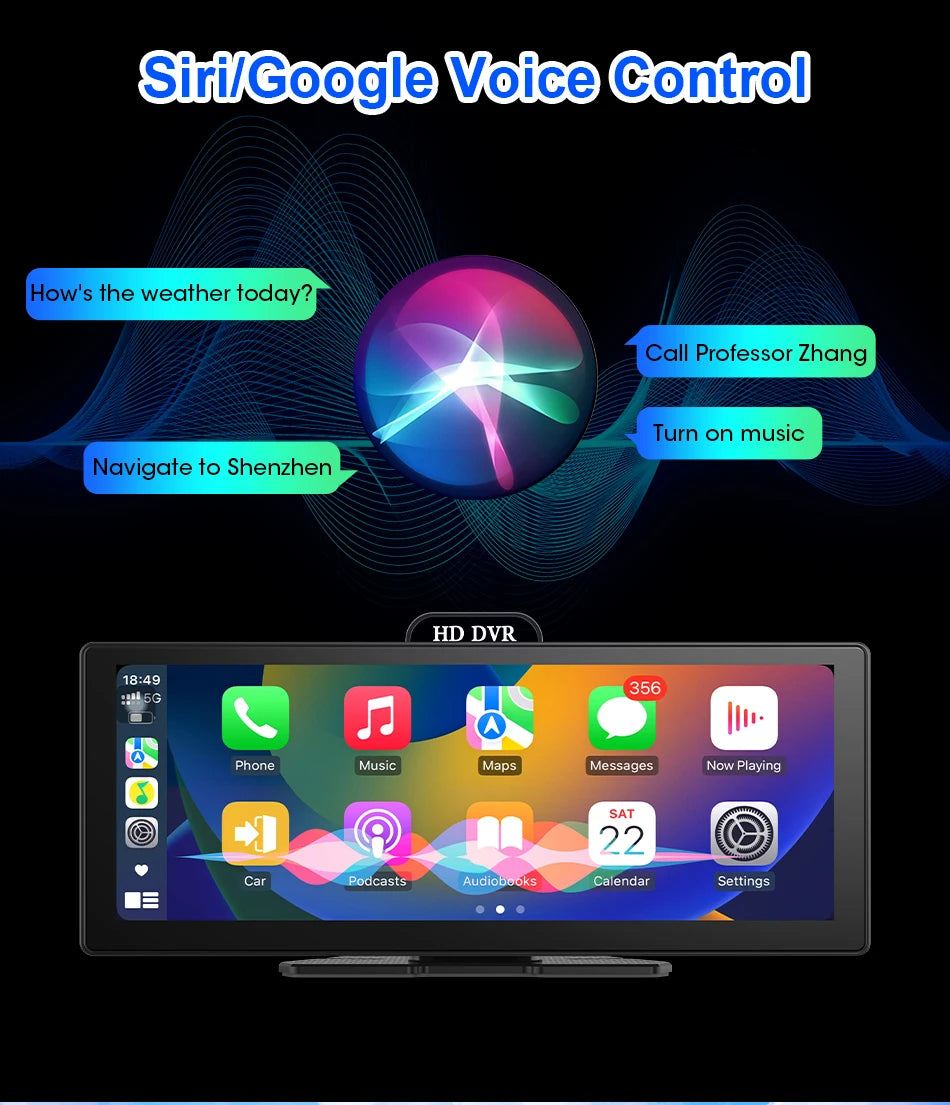 10"/11.26" 4K Dual Lens DVR with Wireless CarPlay by Snagg A Car DVR