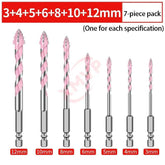 Four Edge Serrated Eccentric Drill Bit Set & High Hardness Multi Material Dry Drilling Bits