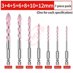 Four Edge Serrated Eccentric Drill Bit Set & High Hardness Multi Material Dry Drilling Bits