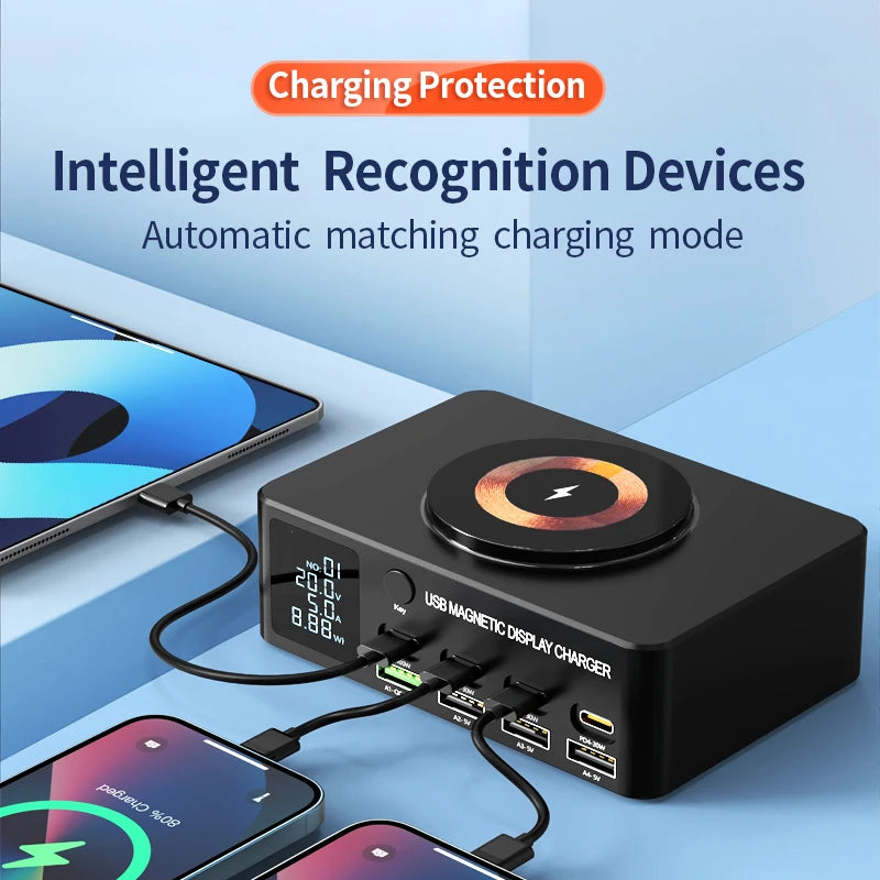 220W GaN USB-C Desktop Charging Station | QC3.0 140W Fast Charger for iPhone MacBook Air Laptop