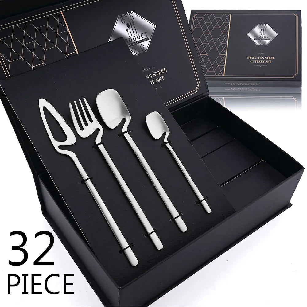 32pcs Black Matte Cutlery Set by Snagg A Dinnerware