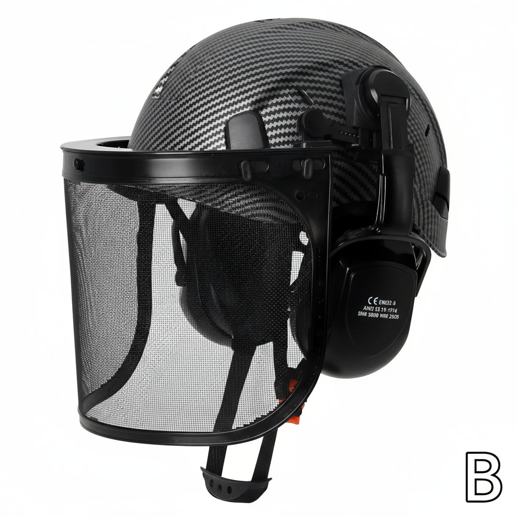 Forestry Safety Helmet With Earmuffs Face Shield by Snagg A Safety Helmet