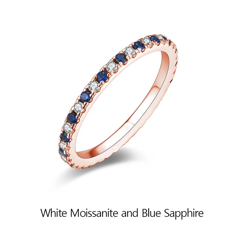 Round Moissanite & Sapphire Stackable Wedding Band by Snagg A Ring