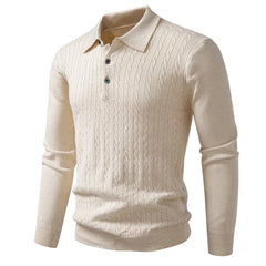 Men’s V-Neck Knit Polo Sweater | Refined Ribbed Autumn/Spring Essential