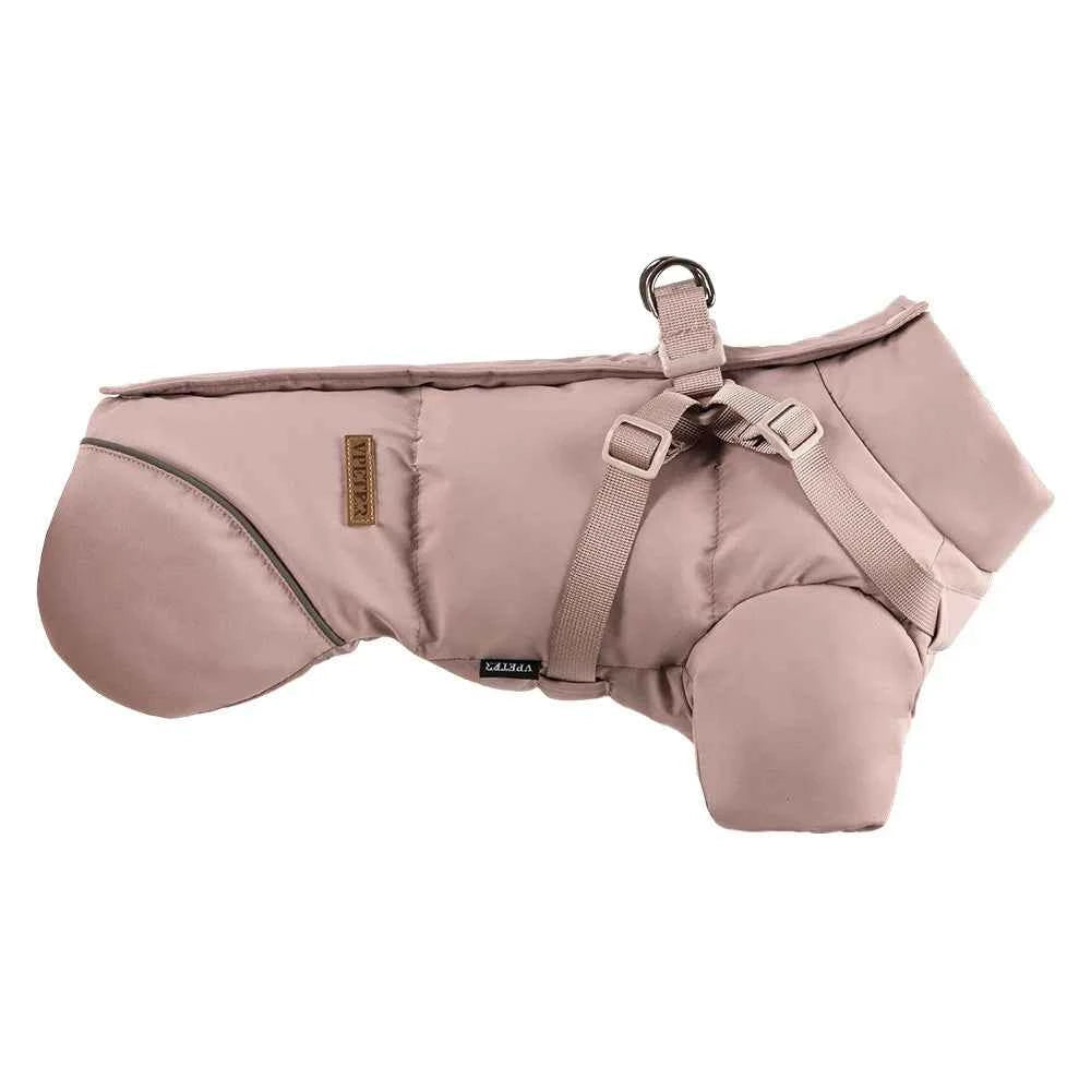 Dog Puffer Jacket with Built-In Harness – Waterproof Winter Snow Coat for Small Dogs