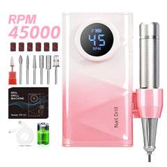 Professional 45,000 RPM Ultra Quiet Cordless Nail Drill – High-Torque 4500mAh Rechargeable Manicure Station