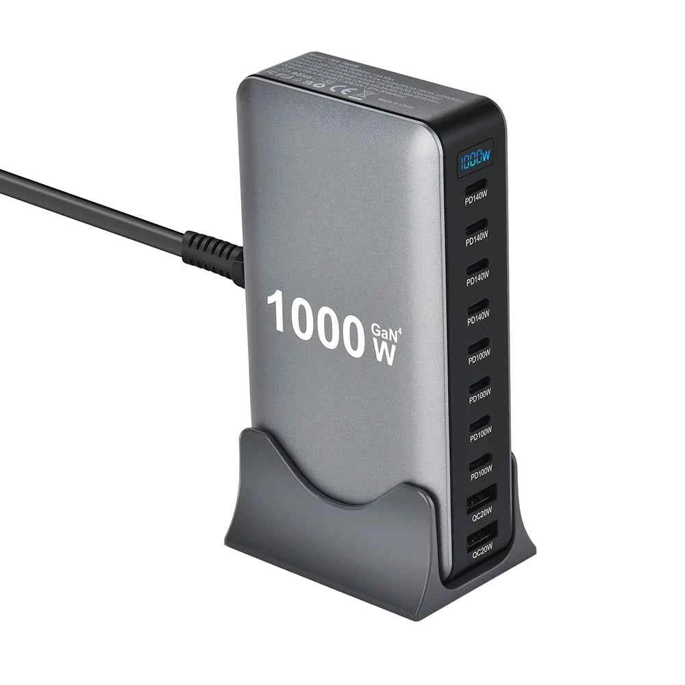 1000W GaN 10-Port USB-C Desktop Charging Station | PD3.1 Fast Charger for iPhone Samsung Laptop