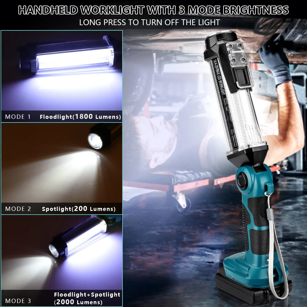 2000LM LED Work Light for Makita 18V Lithium Battery - Spotlight