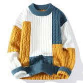Men’s Patchwork Streetwear Pullover | Premium Triple-Blend Winter Sweater