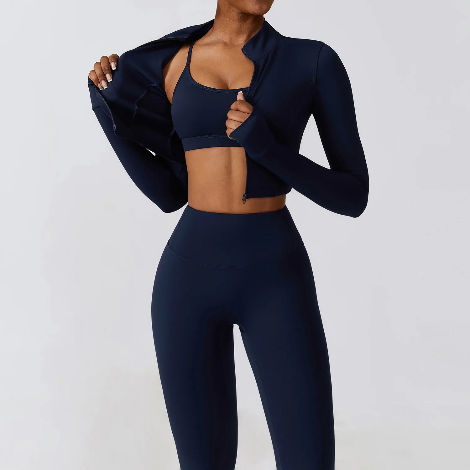 Women's 2/3-Piece Yoga Suit | Fitness Bra Crop Top Long Sleeve Gym Legging Athletic Sportswear