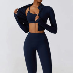 Women's 2/3-Piece Yoga Suit | Fitness Bra Crop Top Long Sleeve Gym Legging Athletic Sportswear
