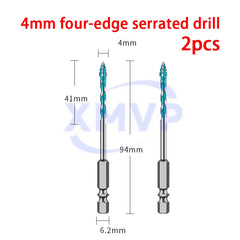 Four-edge serrated eccentric drill bit, high-hardness tile drilling, concrete Nemesis, super-hard special electric drill