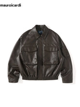 Vintage Black & Brown PU Leather Moto Jacket by Snagg A Jacket