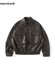 Vintage Black & Brown PU Leather Moto Jacket by Snagg A Jacket