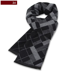 Men’s Luxury Wool Scarf — Cashmere Silk Blend Winter Plaid Shawl