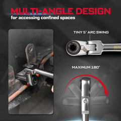 1/4" Ratchet Wrench Set 4pcs | Multi-Angle Portable Hand Repair Tool Kit for Confined Spaces