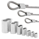Aluminium Double Hole Cable Crimp Sleeves | Figure-8 Oval Clamps for 1–6mm Steel Wire Rope 20–100pcs