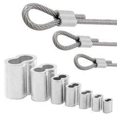 Aluminium Double Hole Cable Crimp Sleeves | Figure-8 Oval Clamps for 1–6mm Steel Wire Rope 20–100pcs